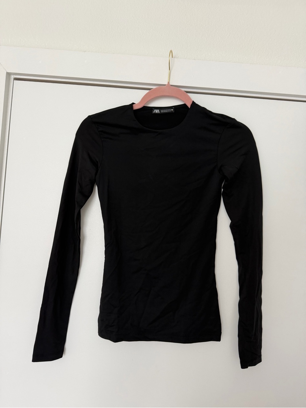 Zara Black Crew Neck Long Sleeve Top